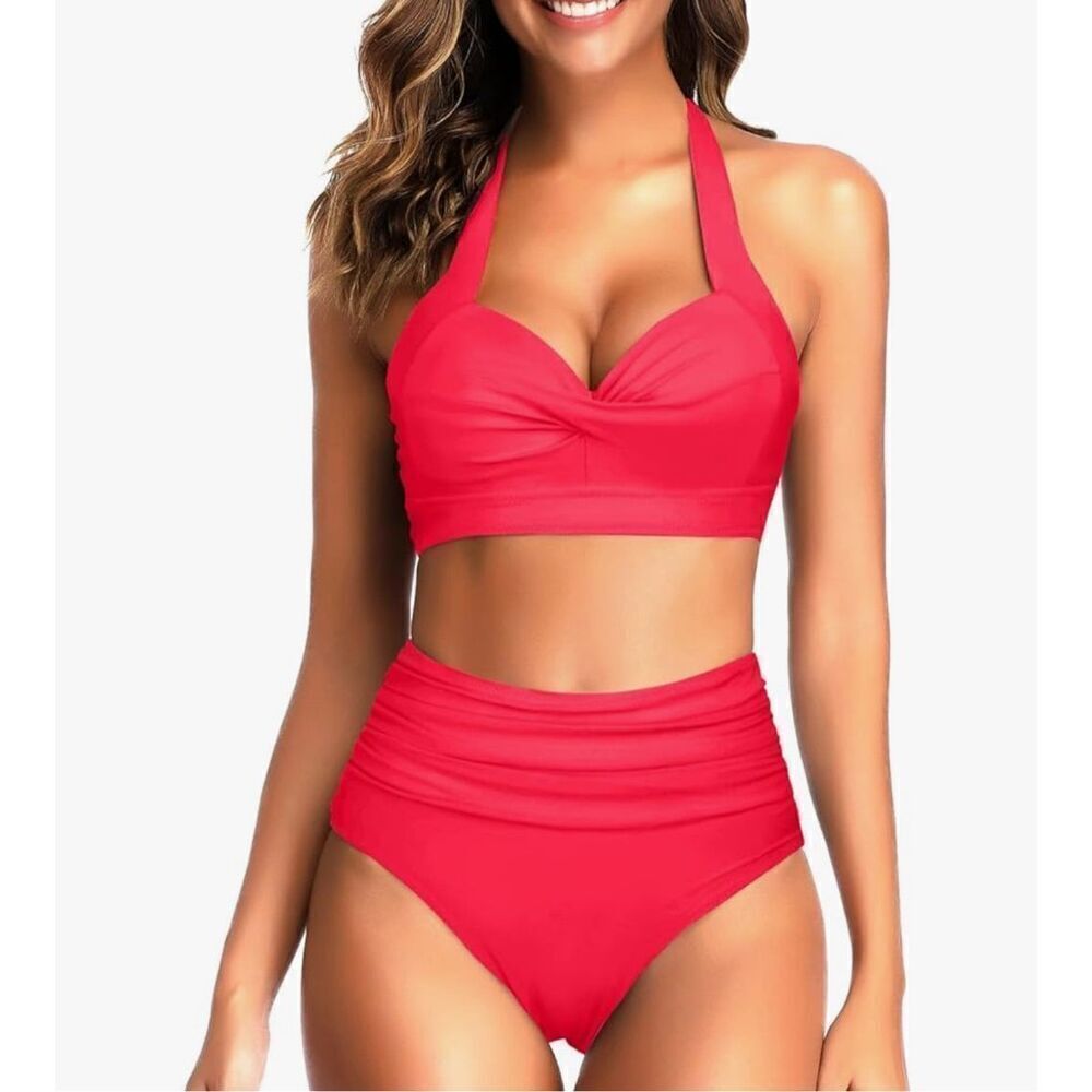 Brick red high waisted bikini size large